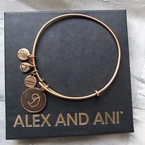Alex and Ani Initial D Gold Charm Bangle